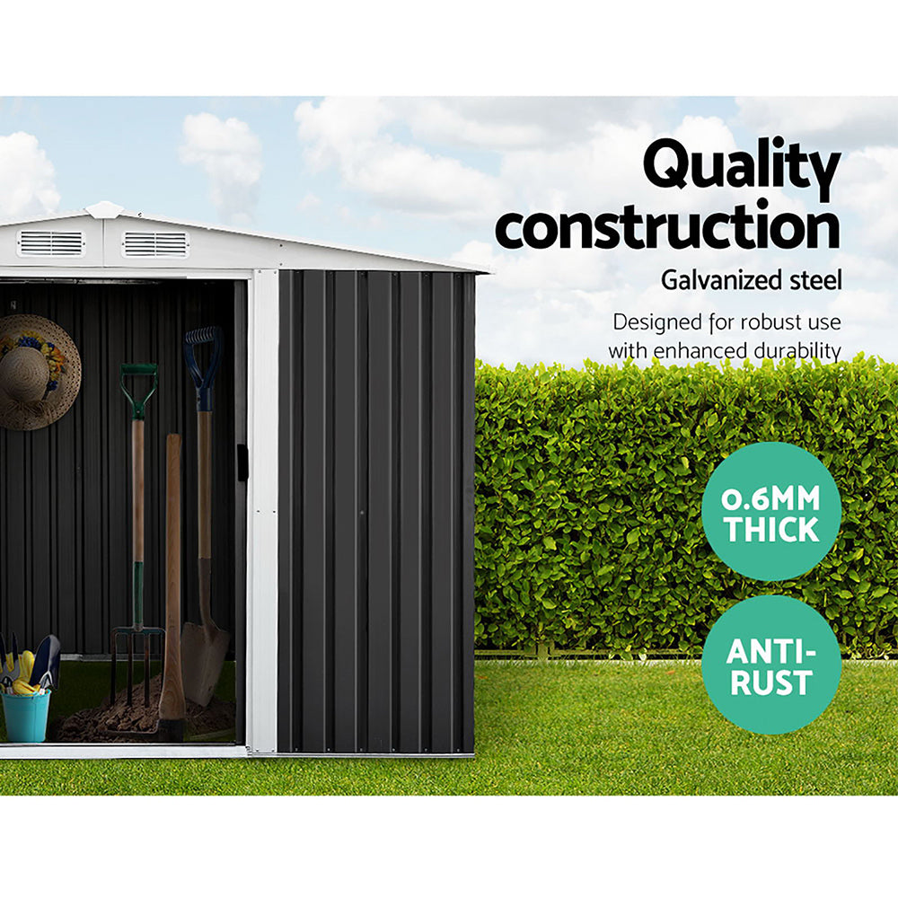 Giantz Garden Shed 2.58x2.07M w/Metal Base Sheds Outdoor Storage Double Door Tool-4