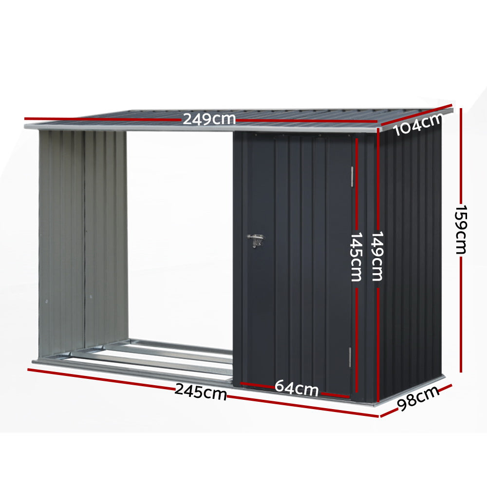 Giantz Garden Shed 2.49x1.04M Sheds Outdoor Tool Storage Workshop House Steel 2 in 1-1