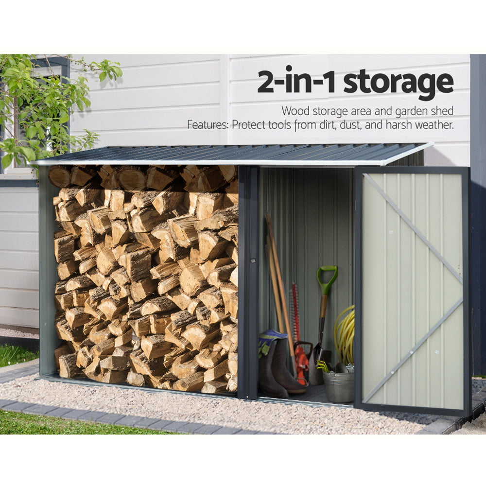 Giantz Garden Shed 2.49x1.04M Sheds Outdoor Tool Storage Workshop House Steel 2 in 1-4