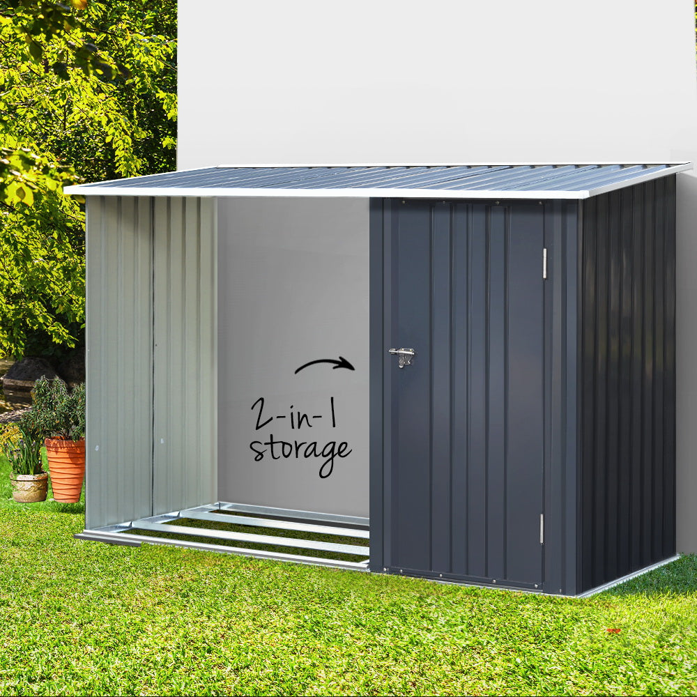 Giantz Garden Shed 2.49x1.04M Sheds Outdoor Tool Storage Workshop House Steel 2 in 1-7