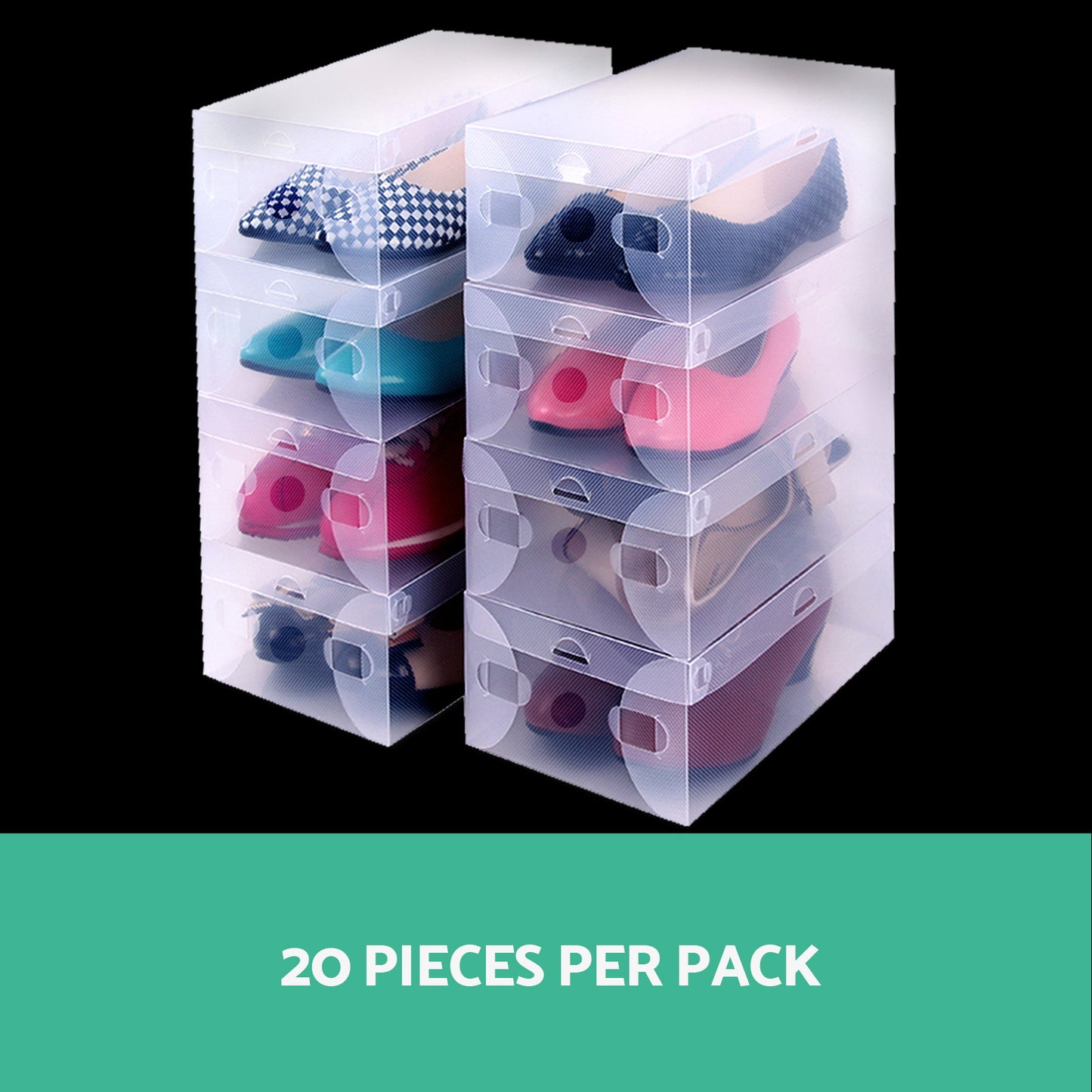 Artiss 20X Shoe Box Storage Clear Case Foldable Stackable-2