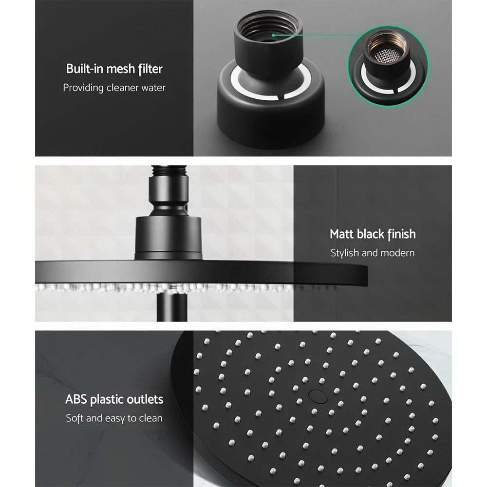 Cefito 9'' Rain Shower Head Set Handheld Round High Pressure Mixer Tap Black-3