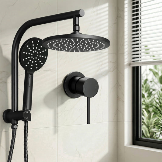 Cefito 9'' Rain Shower Head Set Handheld Round High Pressure Mixer Tap Chrome