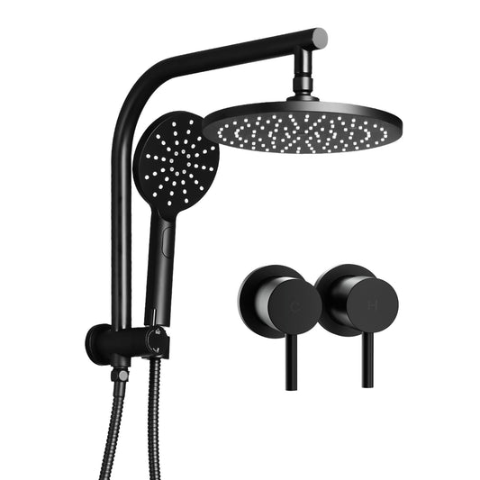 Cefito 9'' Rain Shower Head Set Handheld Round High Pressure Twins Tap Chrome