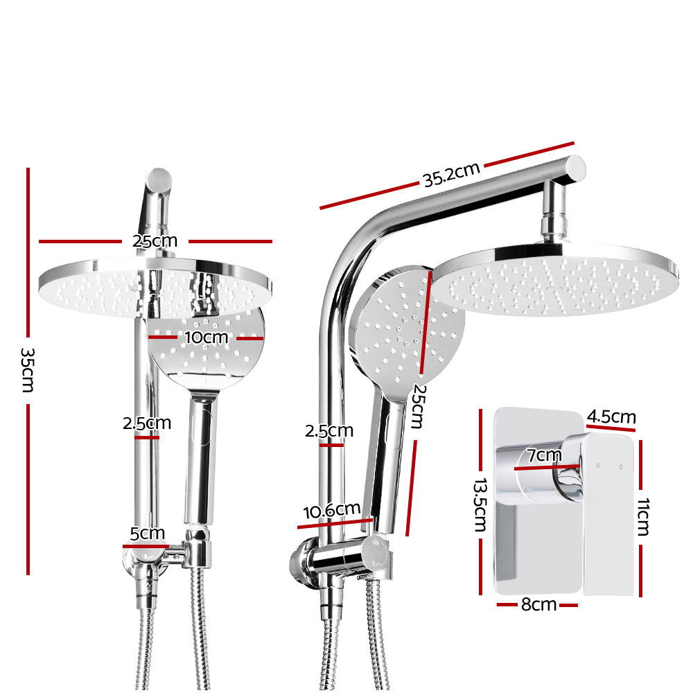 Cefito 9'' Rain Shower Head Set Handheld Round High Pressure Mixer Tap Chrome-1