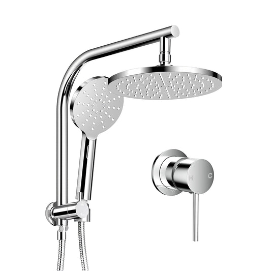 Cefito 9'' Rain Shower Head Set Handheld Round High Pressure Mixer Tap Chrome