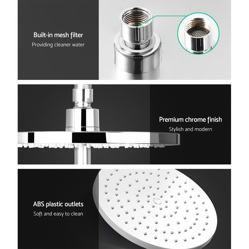 Cefito 9'' Rain Shower Head Set Handheld Round High Pressure Twins Tap Chome-3