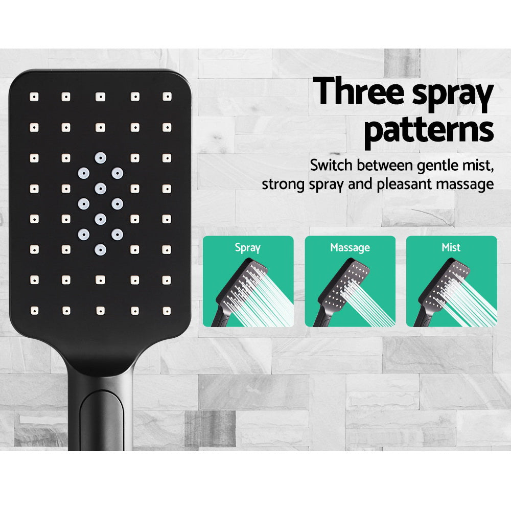 Cefito 8'' Rain Shower Head Set Handheld Square High Pressure Black-6