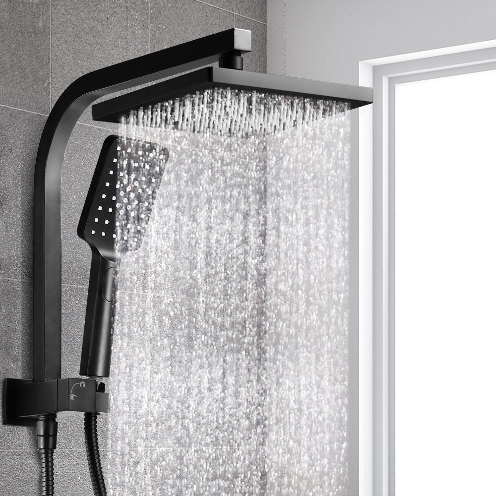 Cefito 8'' Rain Shower Head Set Handheld Square High Pressure Black-7