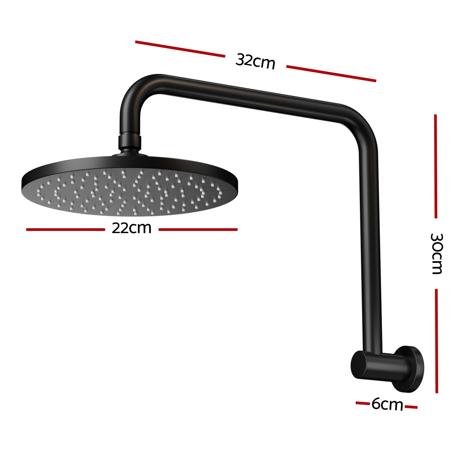 9'' Rain Shower Head Overhead High-pressure Swivel Black-1