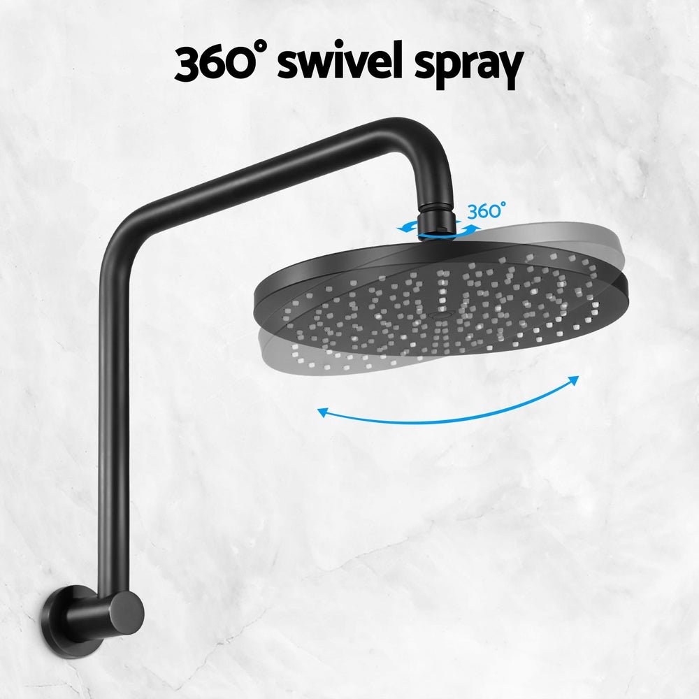 9'' Rain Shower Head Overhead High-pressure Swivel Black-5