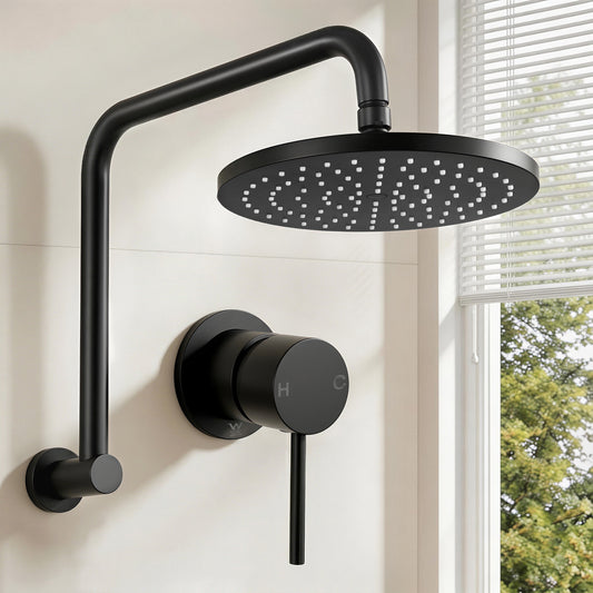 Cefito 9'' Rain Overhead Swivel Shower Head with Wall Bathroom Mixer