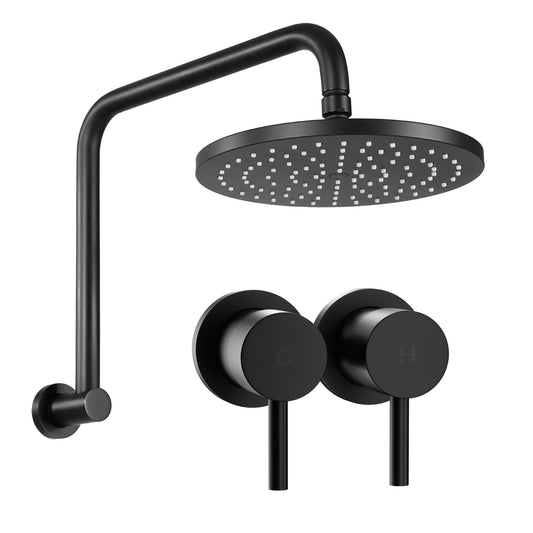 Cefito 9'' Rain Overhead Swivel Shower Head with Wall Twin Swivel Bathroom Tap