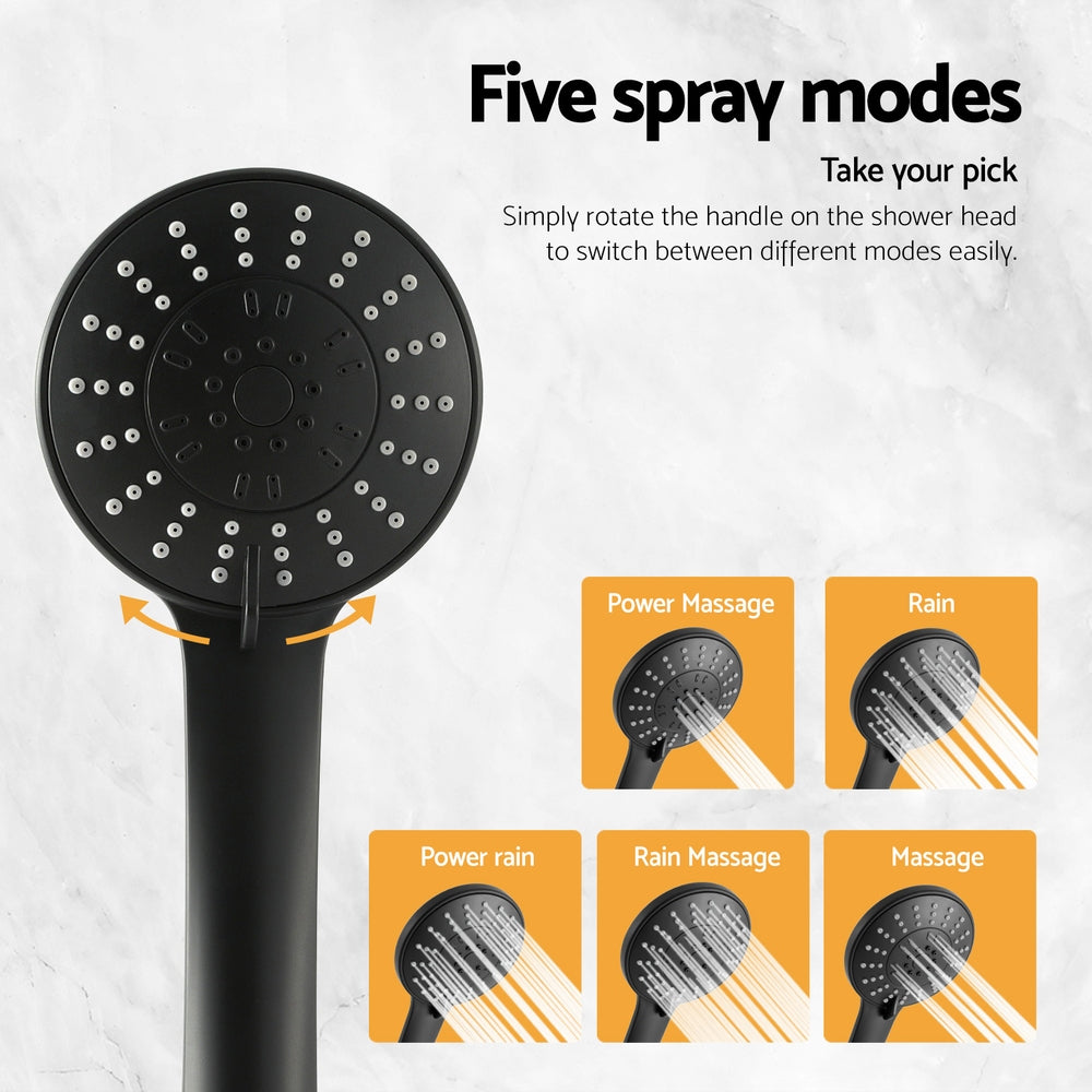 Handheld Shower Head 4.5" High Pressure 5 Modes Poweful Round Black-4