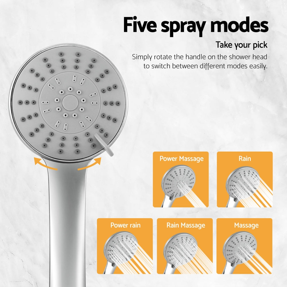 Handheld Shower Head 4.5" High Pressure 5 Modes Poweful Round Chrome-4