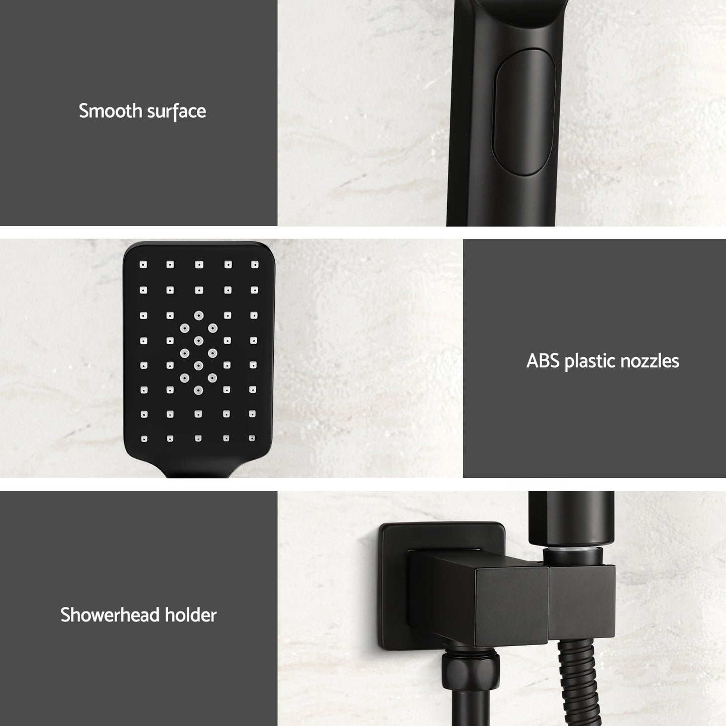 Handheld Shower Head Holder 3.1'' High Pressure Black-4