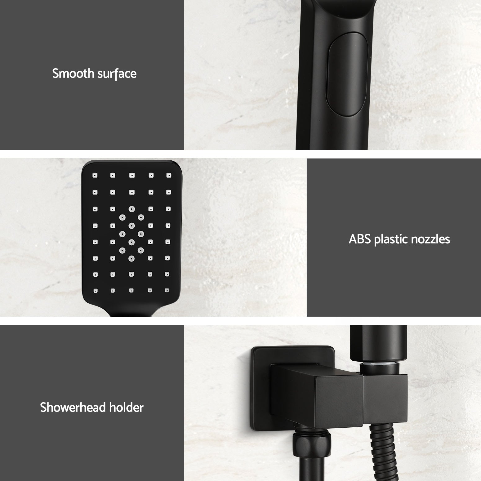 Handheld Shower Head Holder 3.1'' High Pressure Black-4