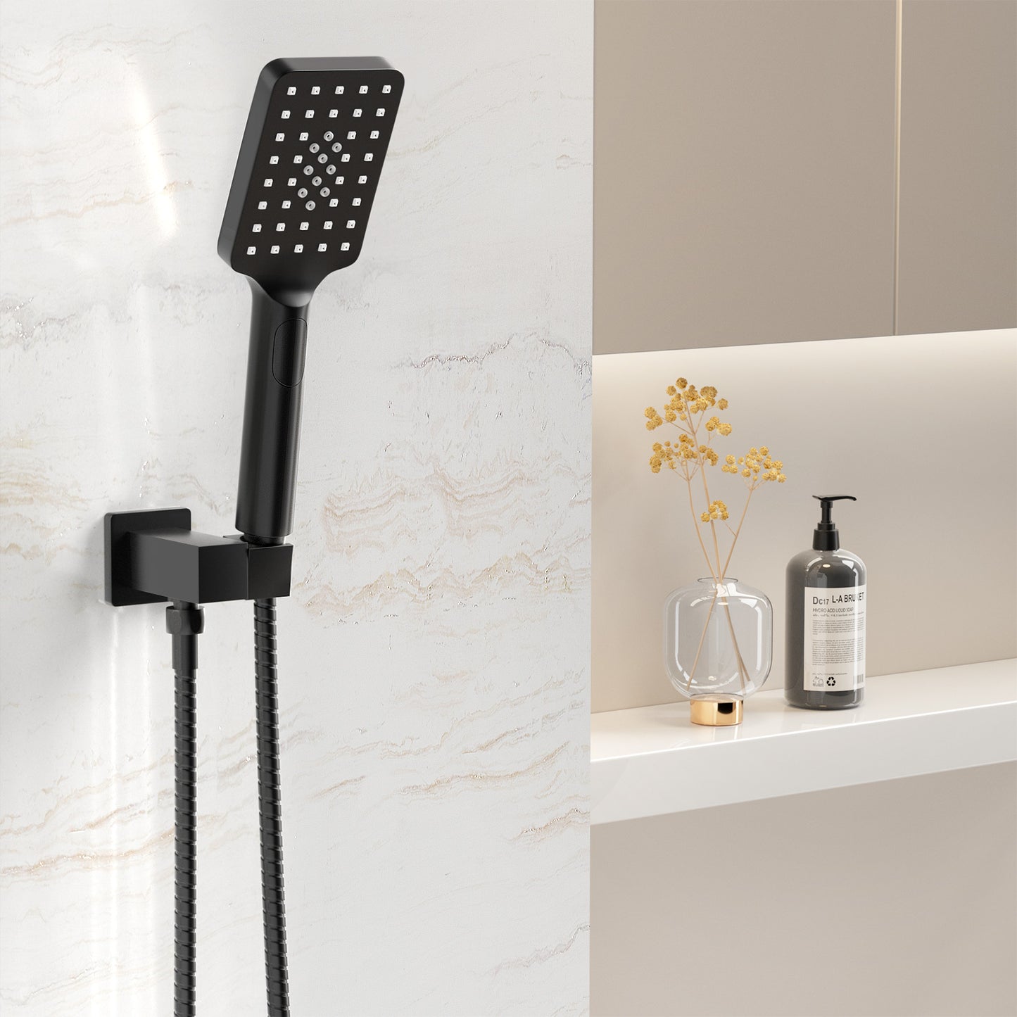 Handheld Shower Head Holder 3.1'' High Pressure Black-6