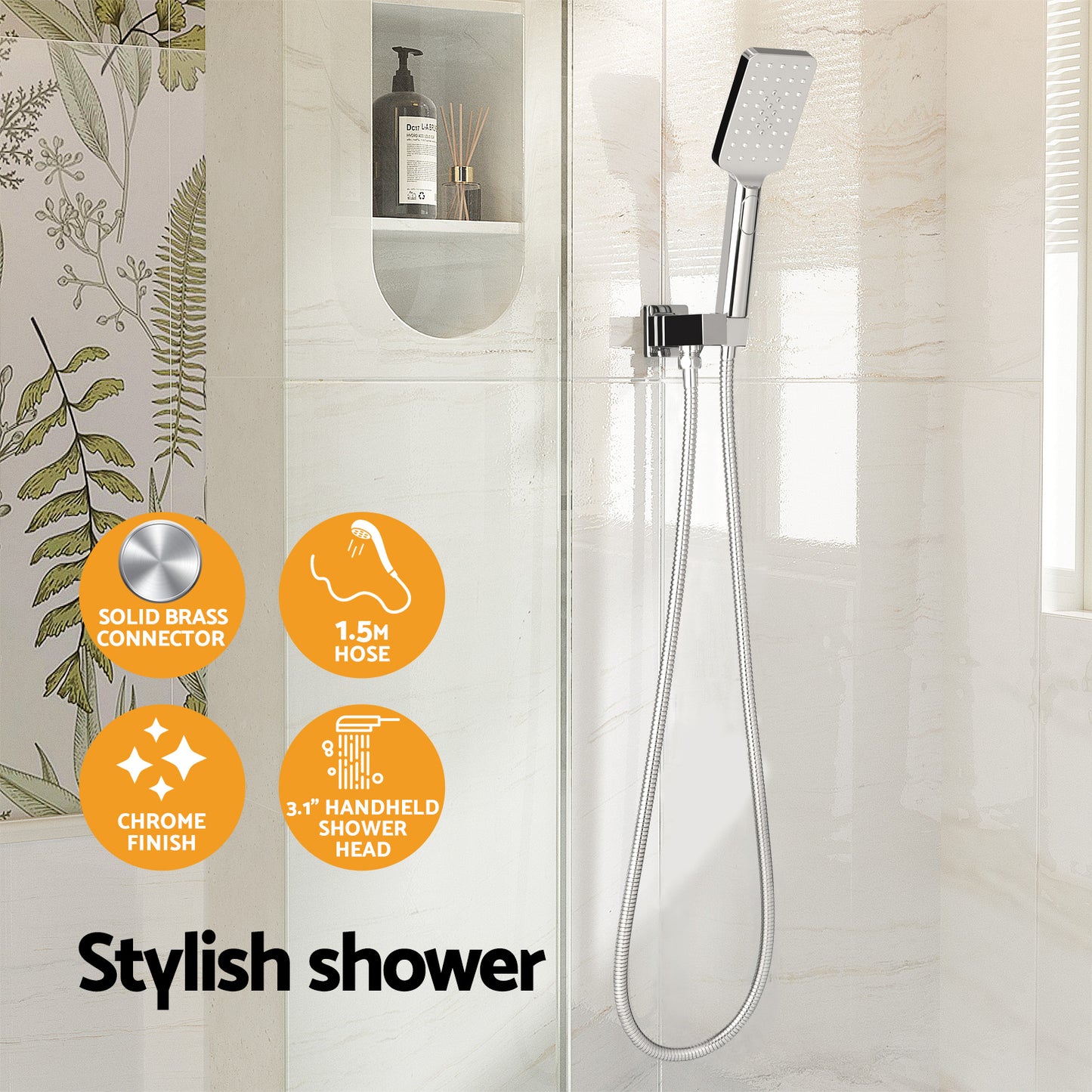 Handheld Shower Head Holder 3.1'' High Pressure Silver-3