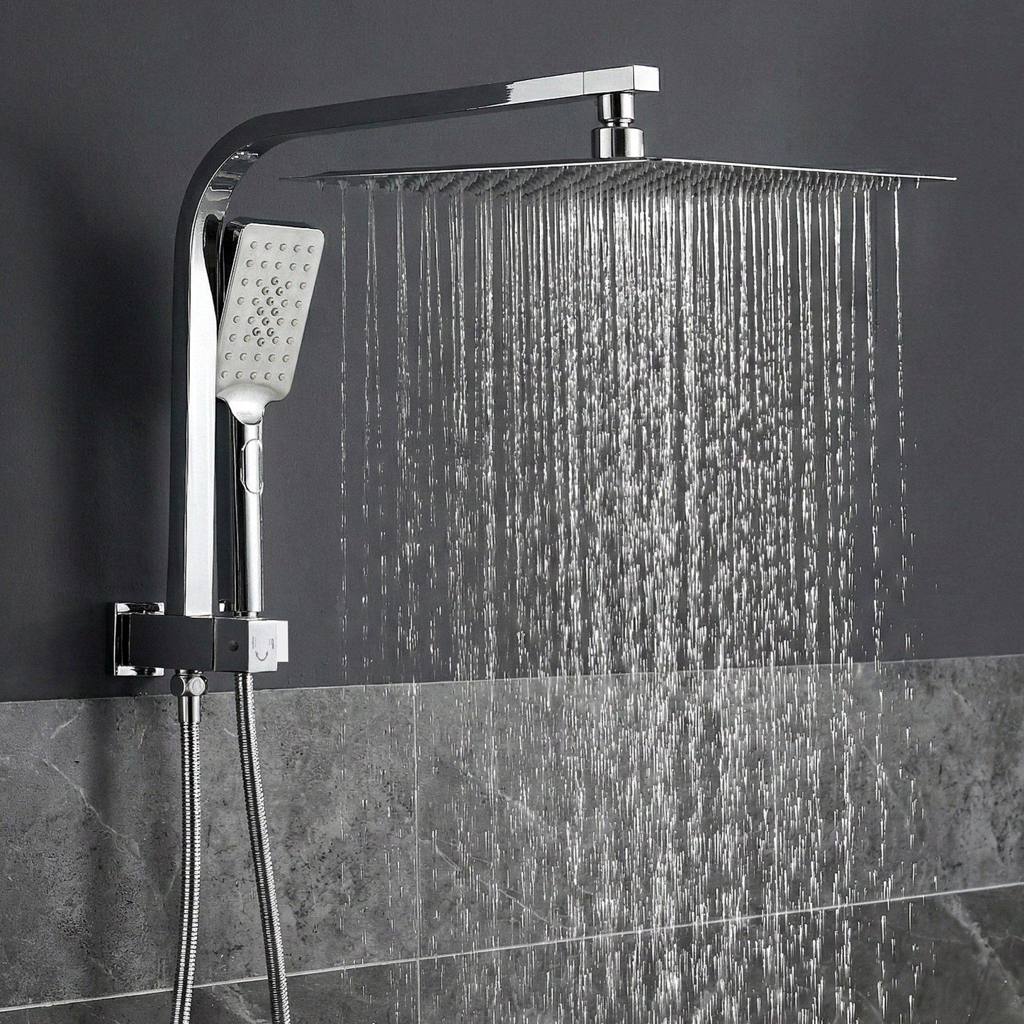 12" Rain Shower Head Set with 3-Mode Handheld Brass High Pressure WELS Chrome