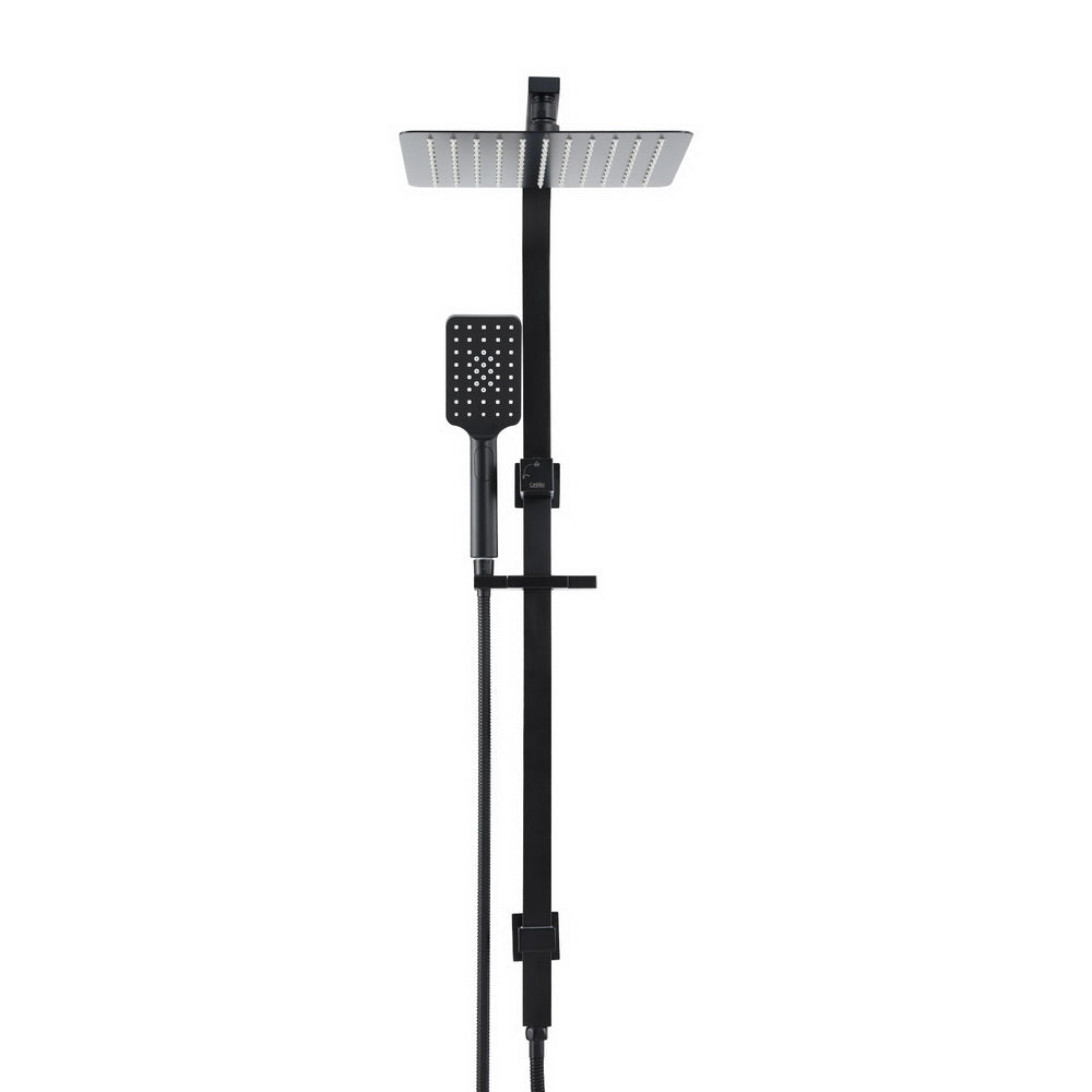 10'' Rain Shower Head Set Handheld Square High Pressure Black-2