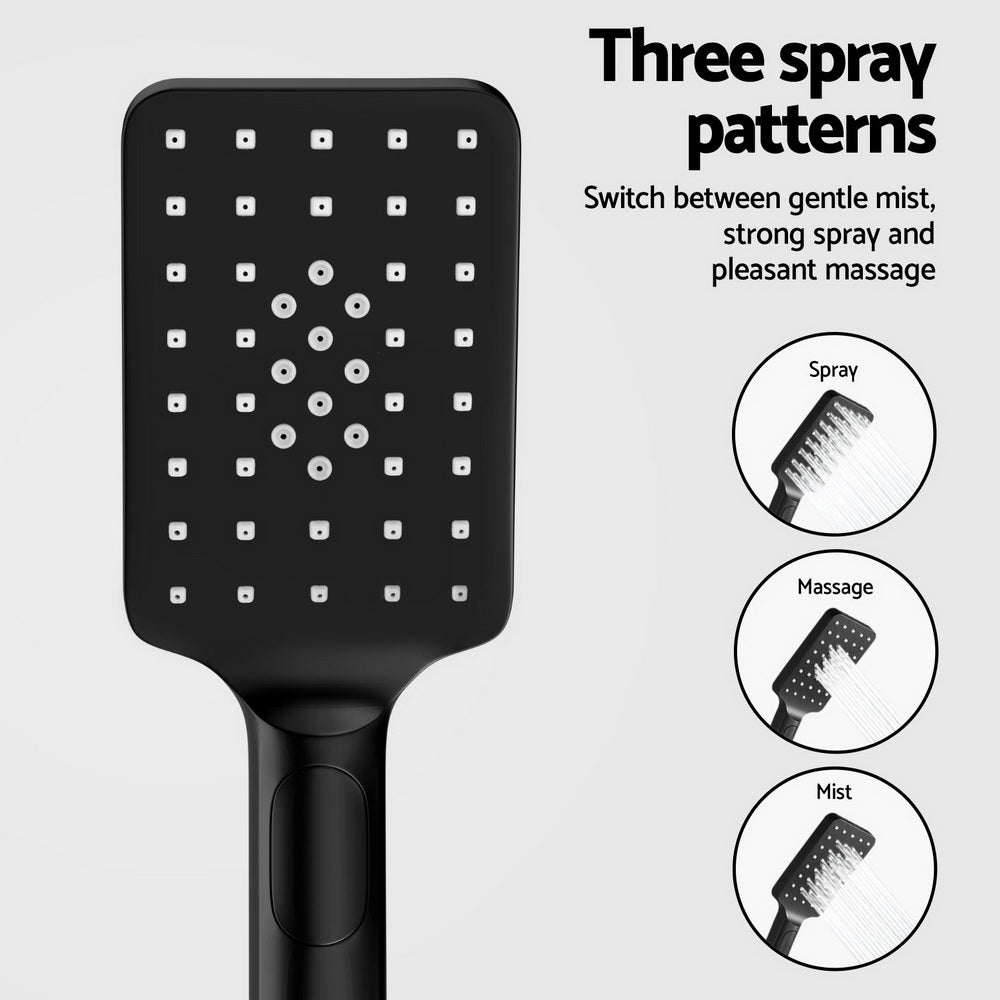 10'' Rain Shower Head Set Handheld Square High Pressure Black-4