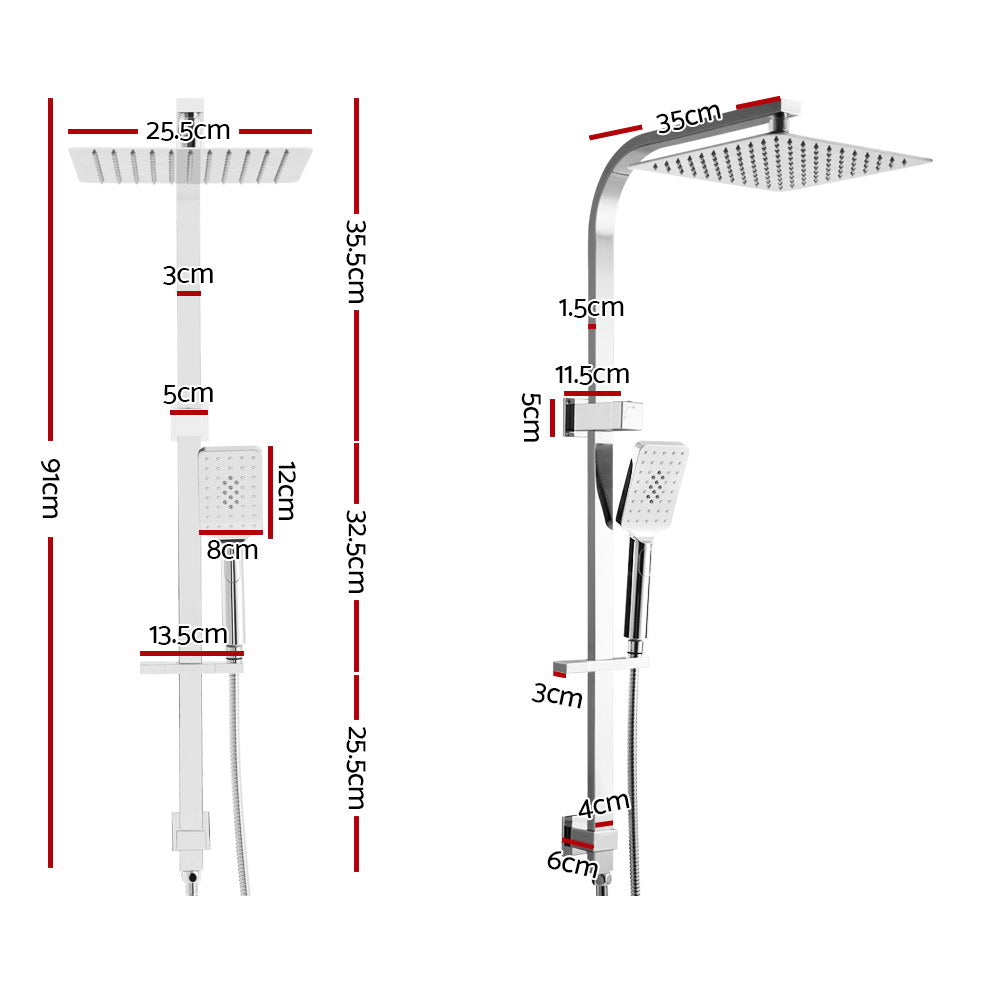 Cefito 10'' Rain Shower Head Set Handheld Square High Pressure Chrome-1