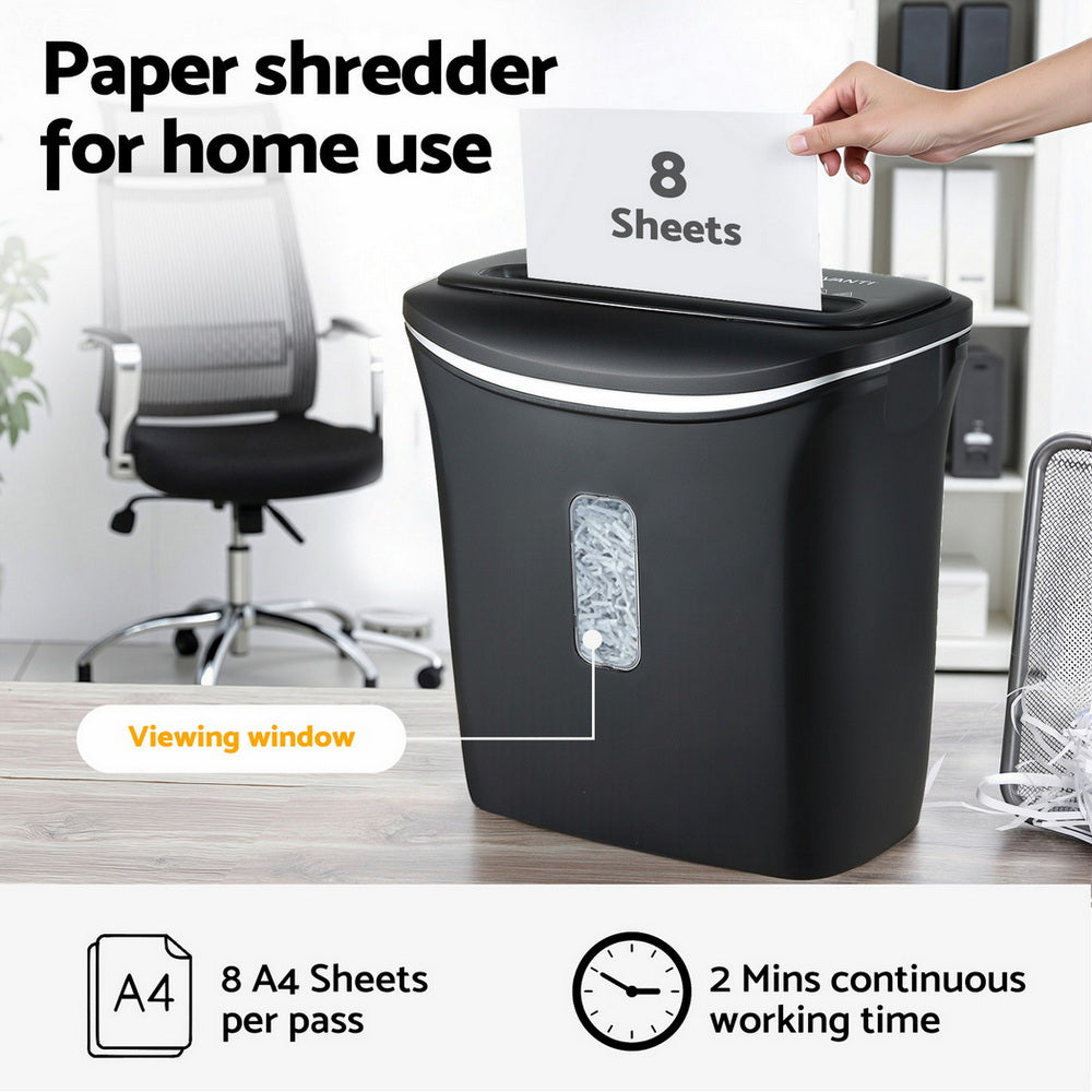 Devanti 12L Cross-Cut Shredder 8-Sheet Paper Home Office Credit Card-3