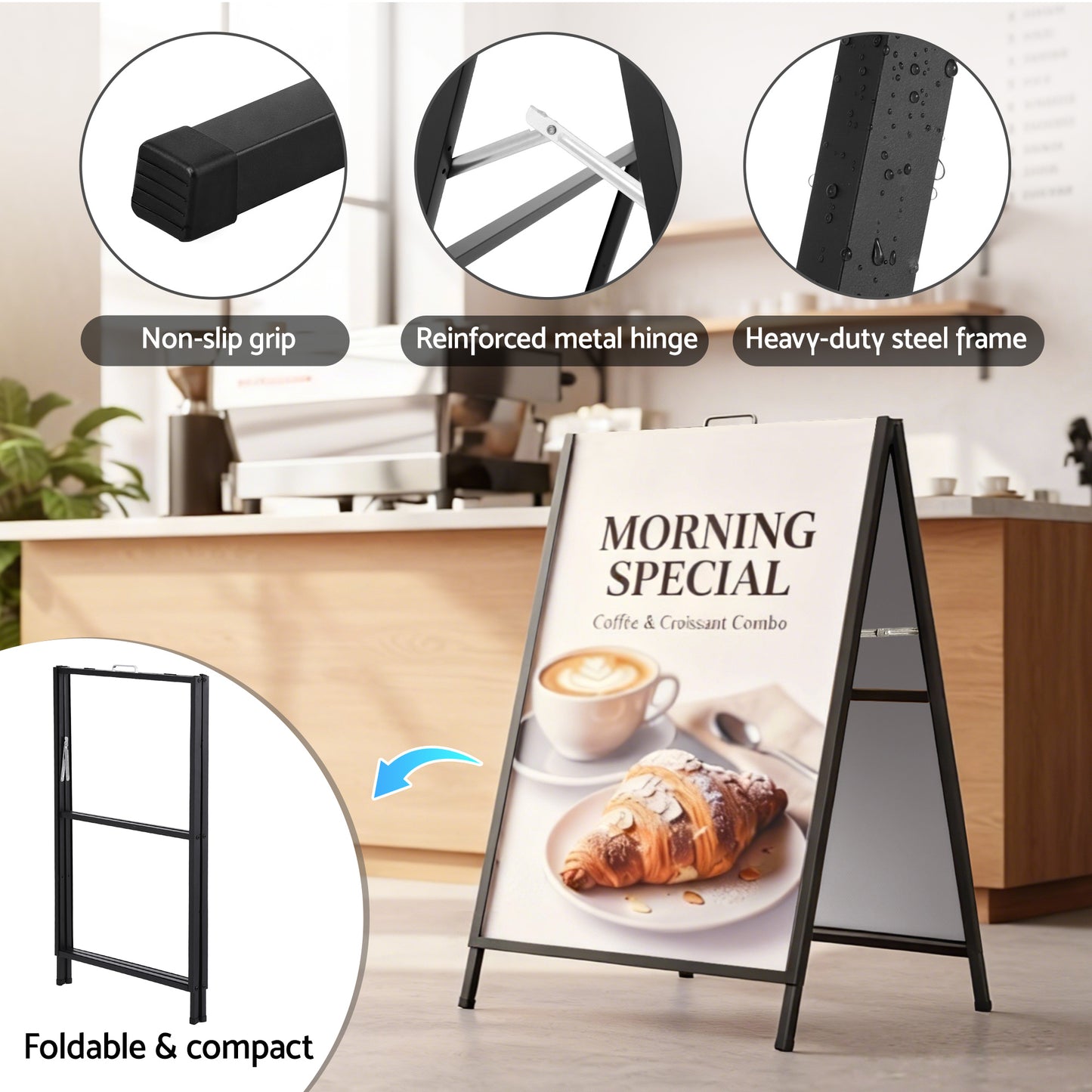 A1 Frame Sign Stand Double Sided Poster Display Board Outdoor Advertising 60x90cm-7