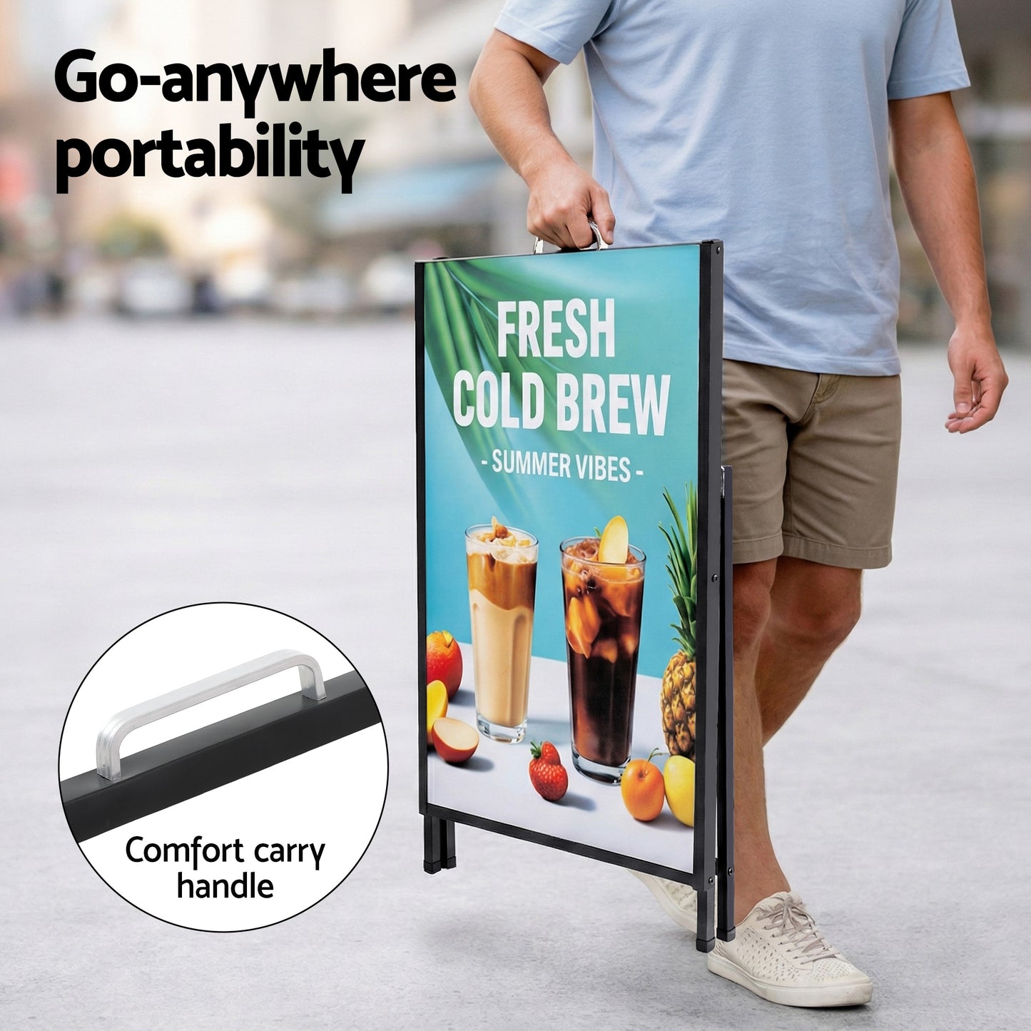 A1 Frame Sign Stand Single Sided Poster Display Board Outdoor Advertising 60x90cm-5