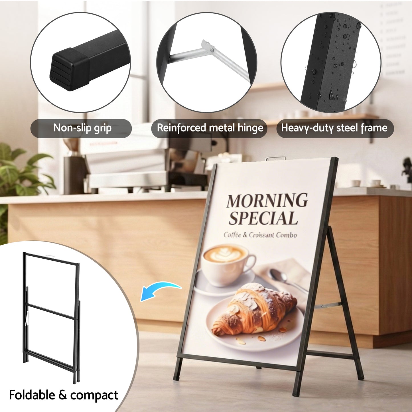 A1 Frame Sign Stand Single Sided Poster Display Board Outdoor Advertising 60x90cm-7