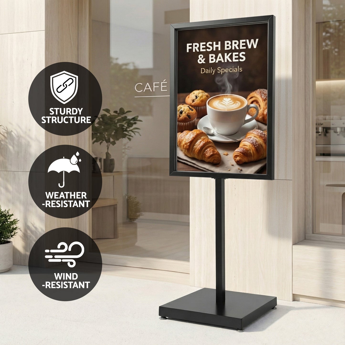 A1 Frame Pedestal Sign Holder Poster Stand Display Board Double Sided 60x90cm-6
