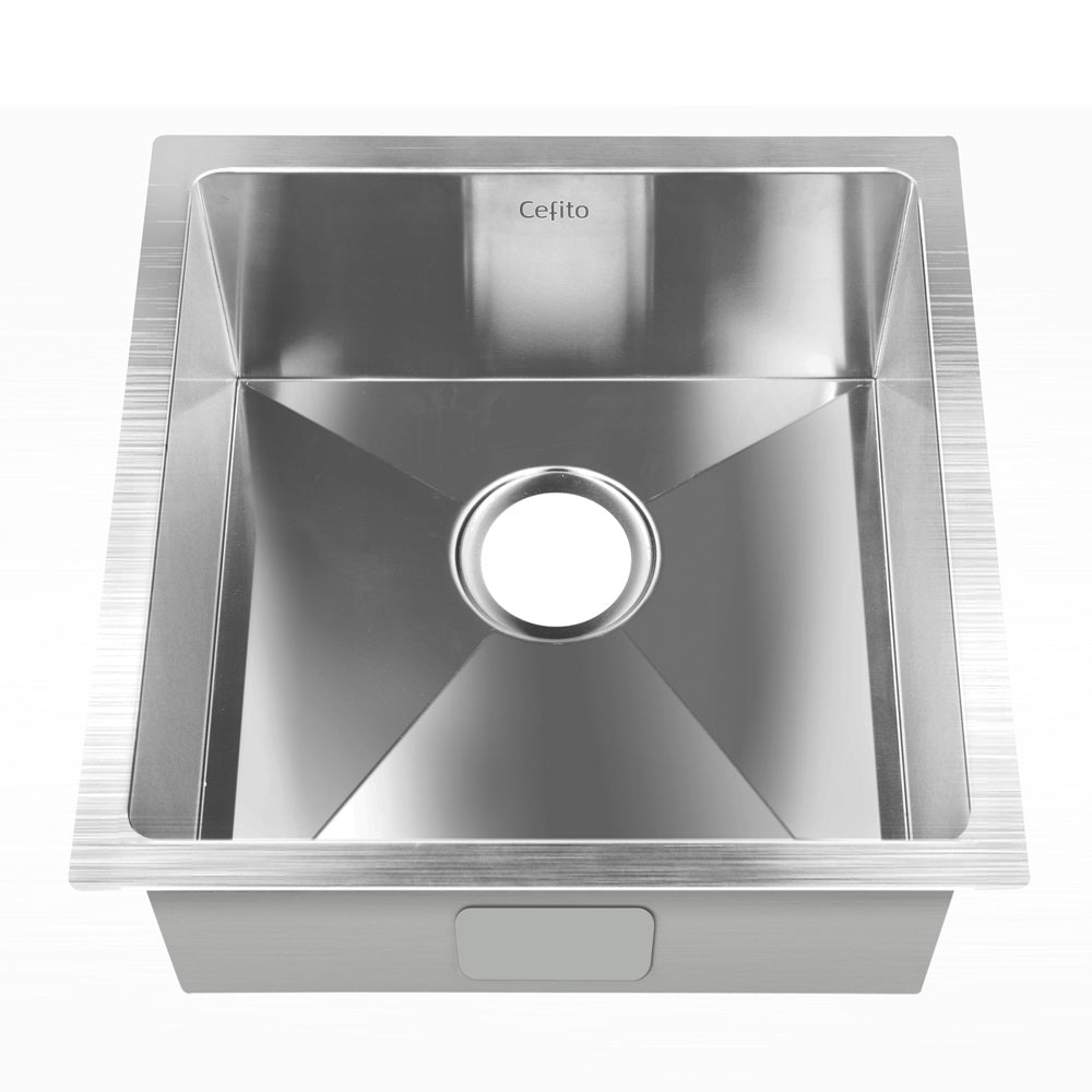 Cefito Kitchen Sink 44X44CM Stainless Steel Basin Single Bowl Silver-2