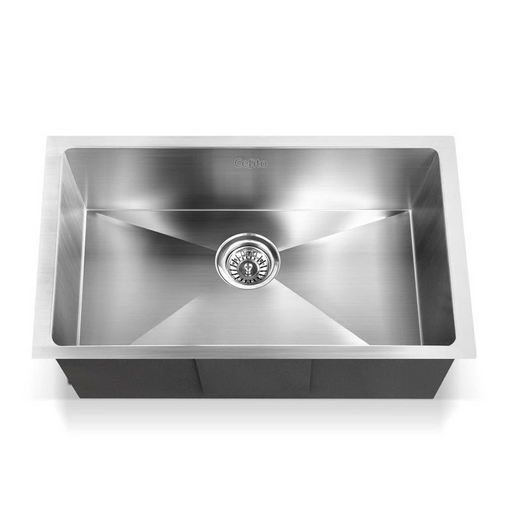 Cefito Kitchen Sink 70X45CM Stainless Steel Basin Single Bowl Silver-2