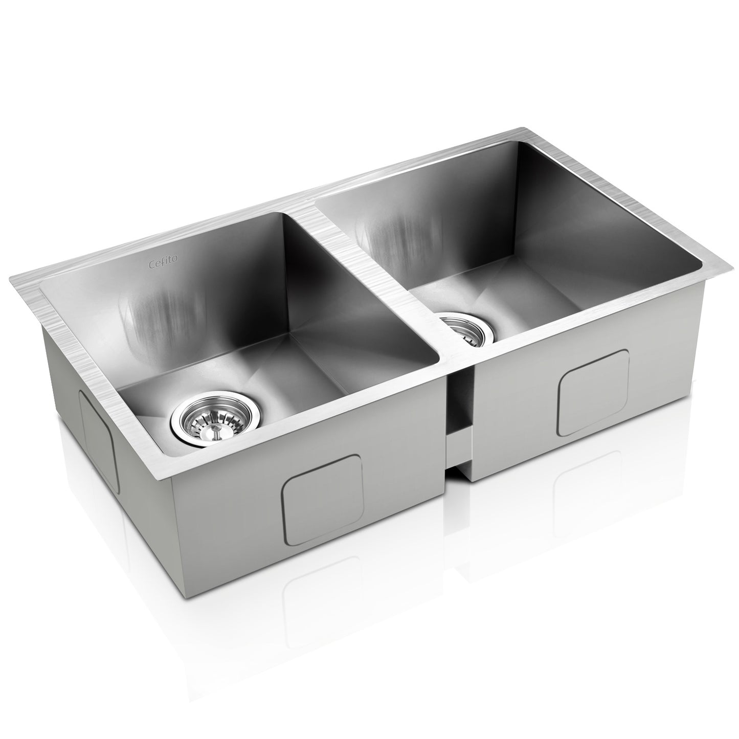 Cefito Kitchen Sink 77X45CM Stainless Steel Basin Double Bowl Silver-0