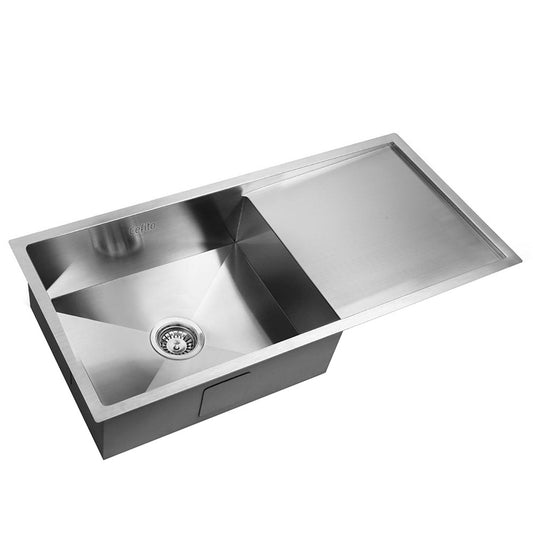 Cefito Kitchen Sink 96X45CM Stainless Steel Basin Single Bowl Silver-0