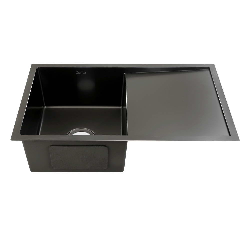 Cefito Kitchen Sink 75X45CM Stainless Steel Basin Single Bowl Black-0