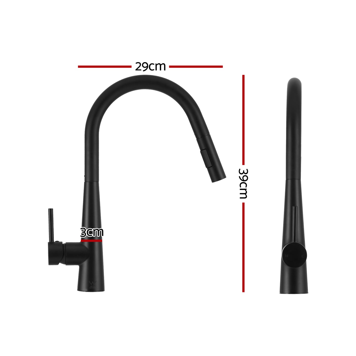 Cefito Stainless Steel Sink 75x45CM With Pull Out Mixer Tap Kitchen Basin Single Bowl Black