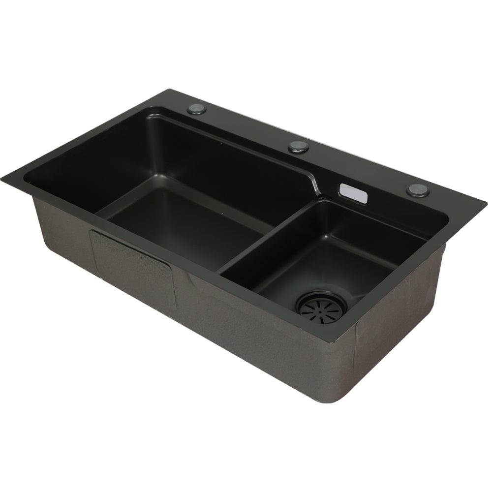 Cefito Kitchen Sink 75X45CM Stainless Steel Basin Single Bowl Drain Part Black-0