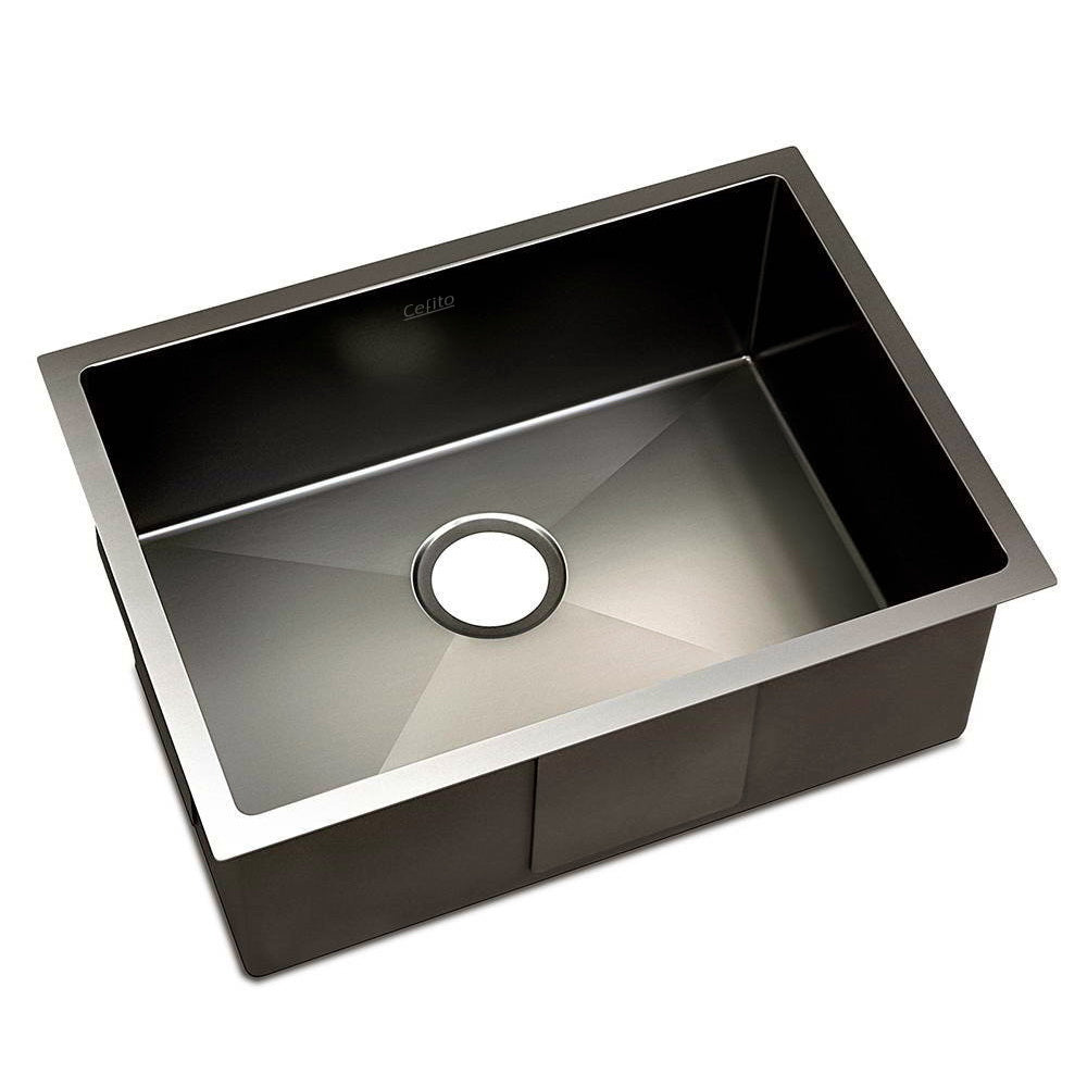 Cefito Kitchen Sink 60X45CM Stainless Steel Basin Single Bowl Black-0