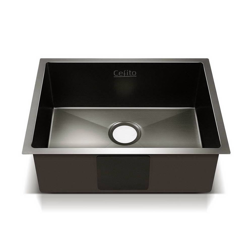 Cefito Kitchen Sink 60X45CM Stainless Steel Basin Single Bowl Black-2