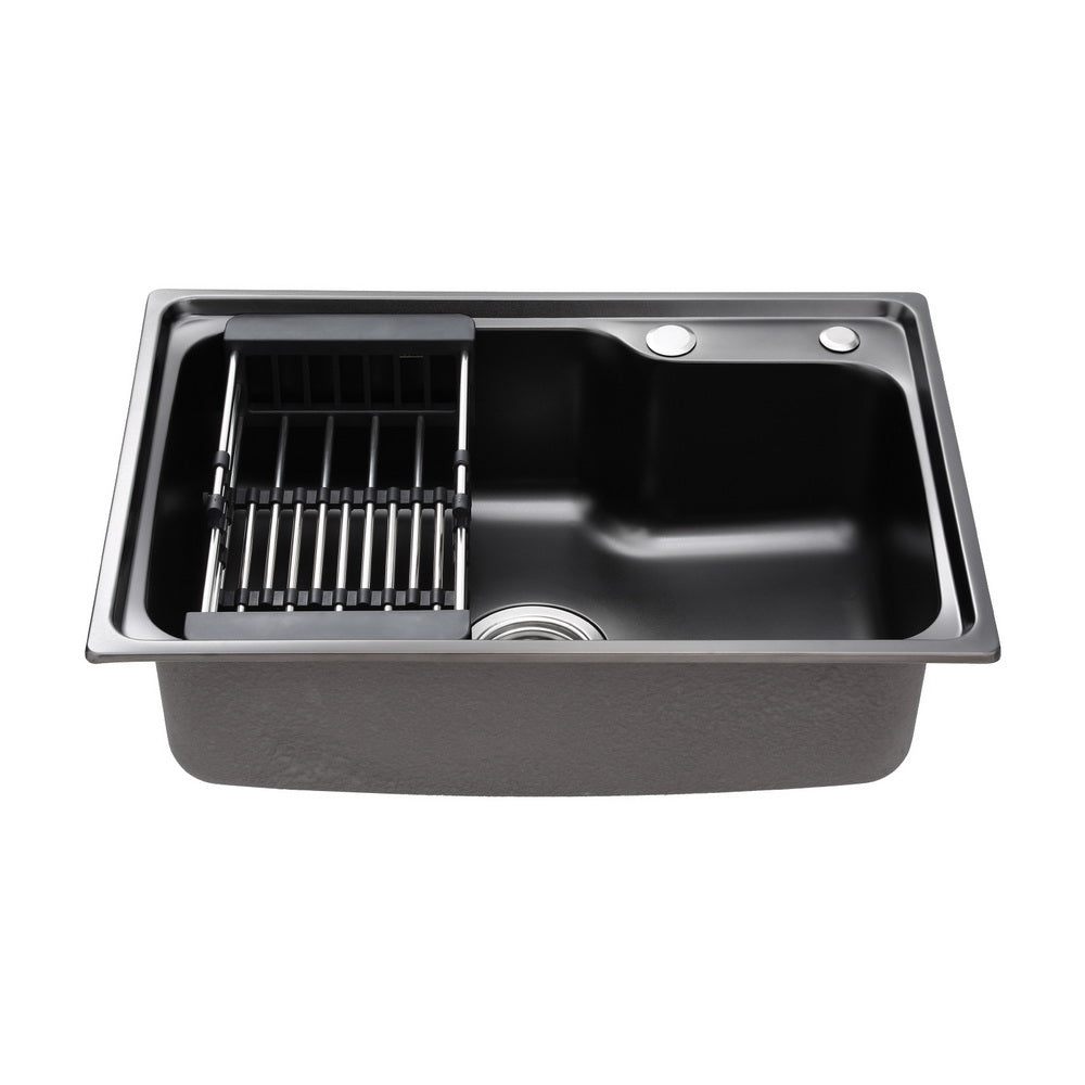 Cefito Kitchen Sink 61X43CM Stainless Steel Basin Single Bowl Black Drain Basket-2