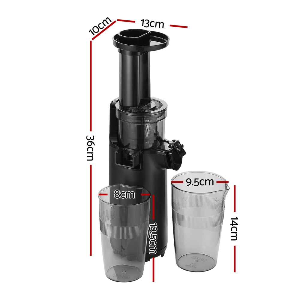 Devanti Slow Juicer Cold Press Fruit Juice Extractor 130W Black-1