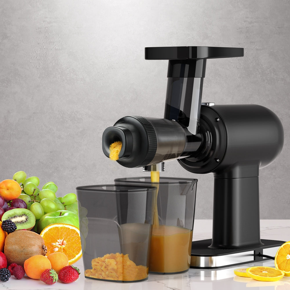 Devanti Cold Press Slow Juicer Fruit Juice Extractor 160W Black-3