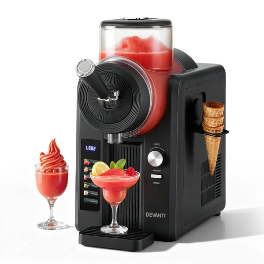 Devanti 2L Slushie Machine Ice Cream Maker Frozen Smoothies Milkshakes Black-1