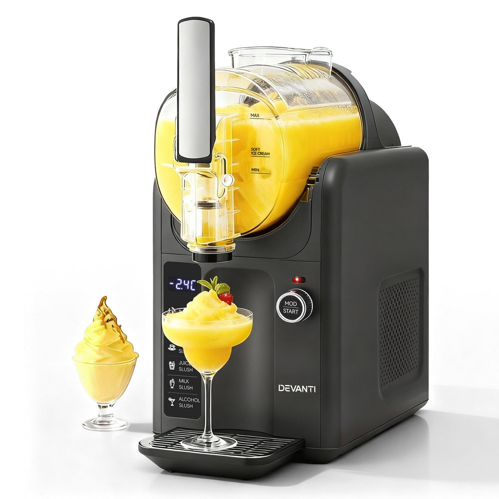 Devanti 5in1 Slushie Machine Ice Cream Maker 2L Grey-0