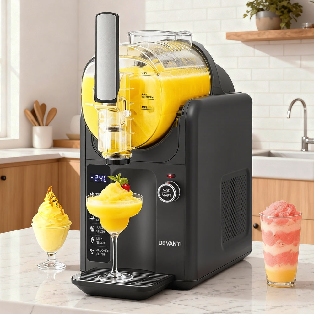 Devanti 5in1 Slushie Machine Ice Cream Maker 2L Grey-6