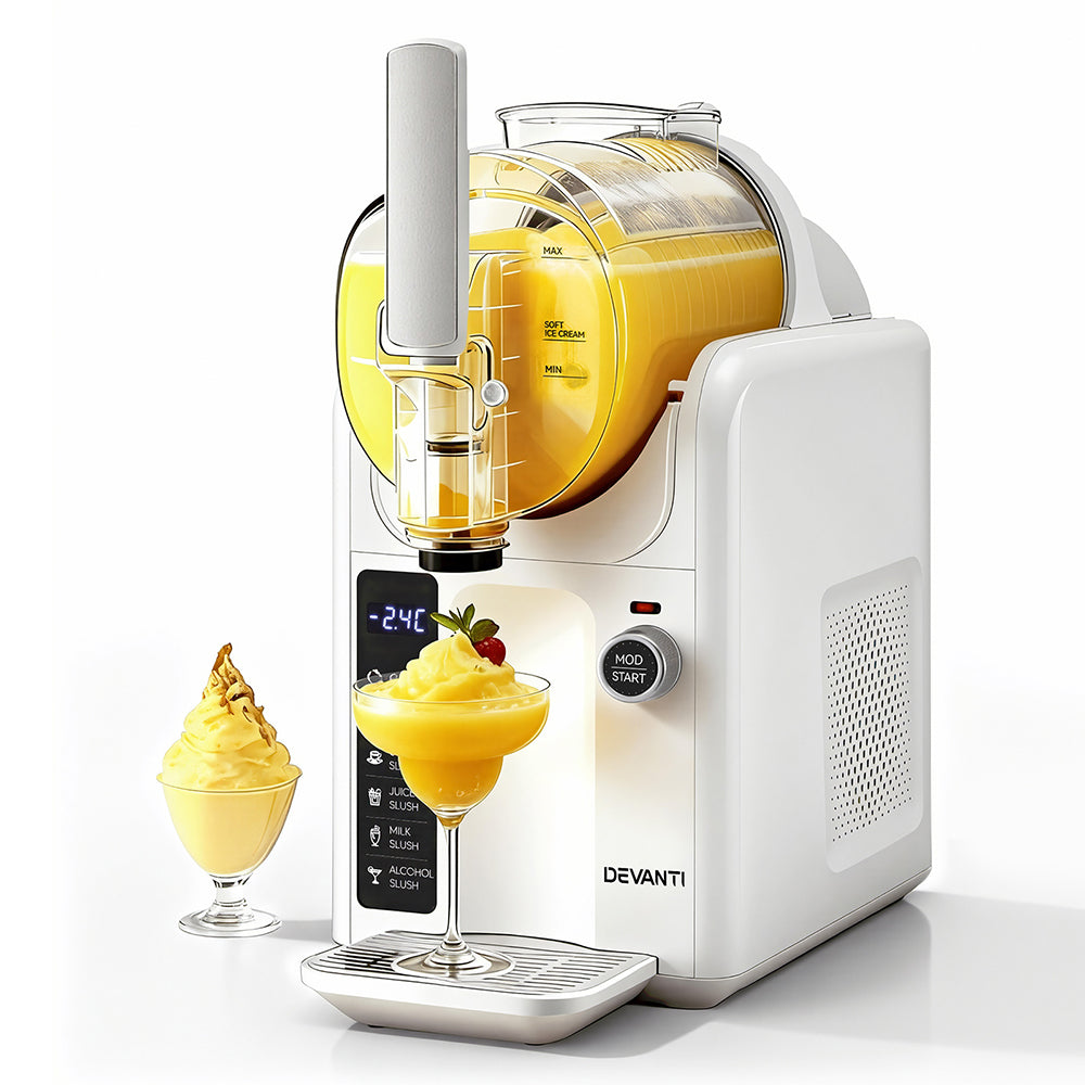 Devanti 5in1 Slushie Machine Ice Cream Maker 2L White-0