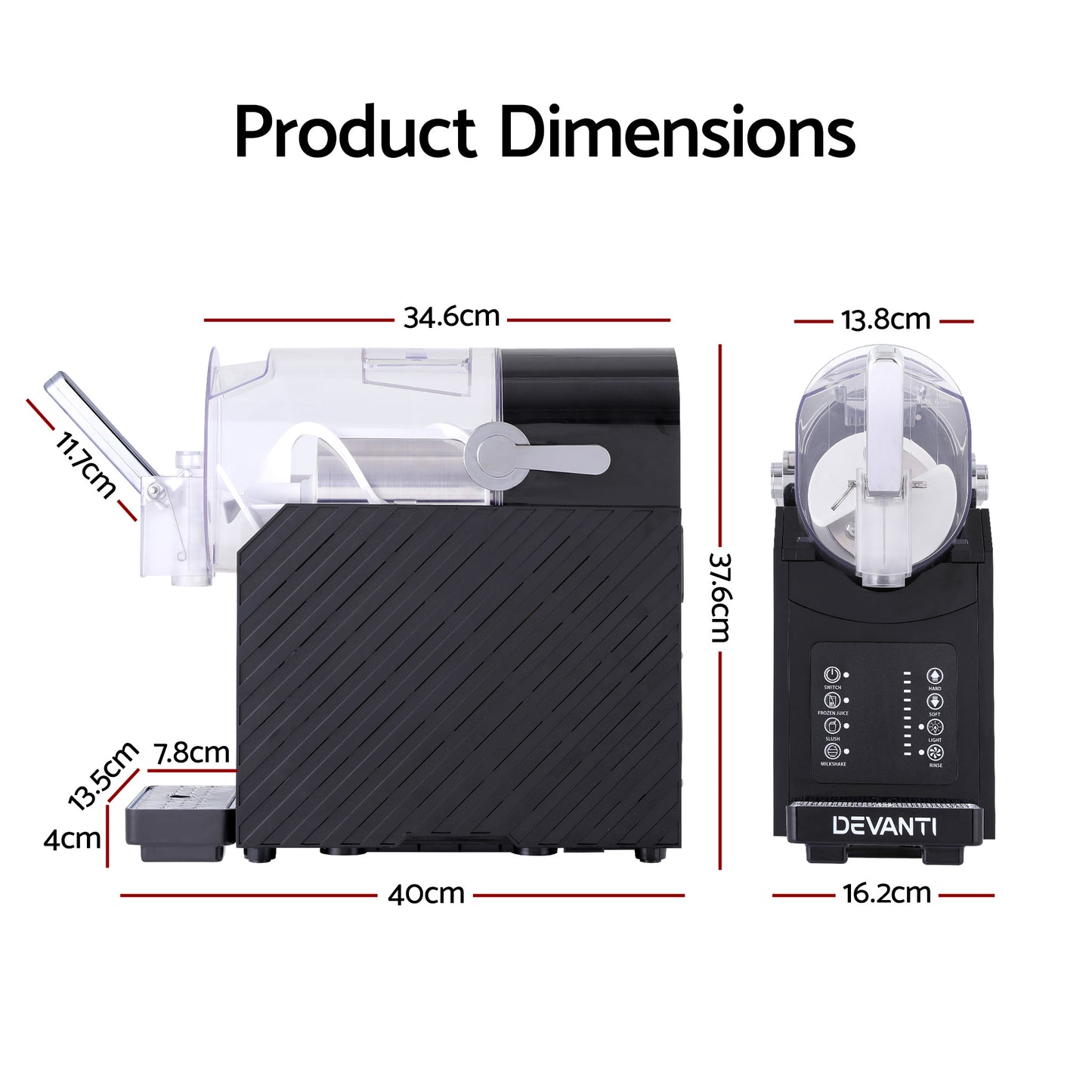 Devanti 1.8L Slushie Machine Maker Frozen Smoothies Milkshakes Black-1