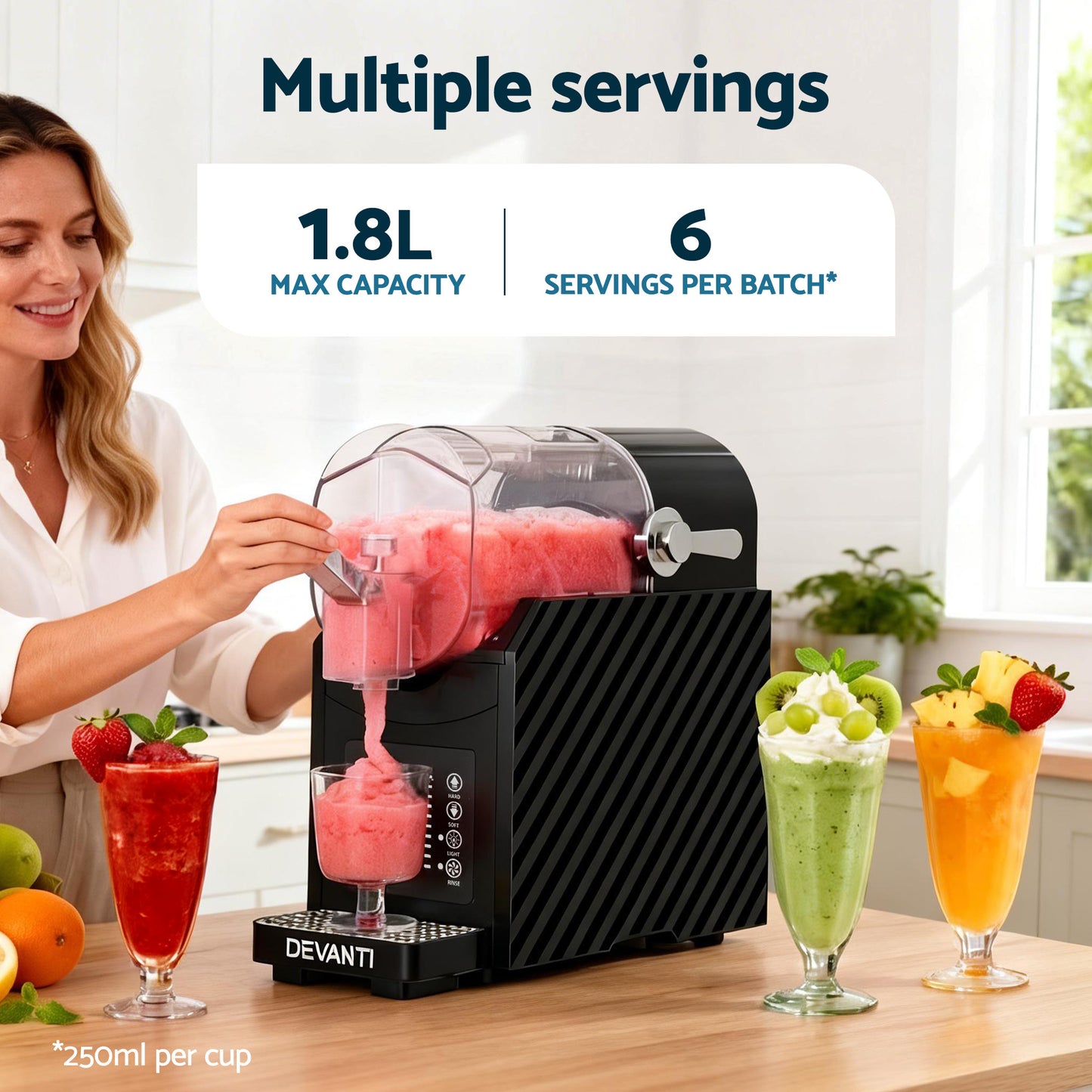 Devanti 1.8L Slushie Machine Maker Frozen Smoothies Milkshakes Black-4